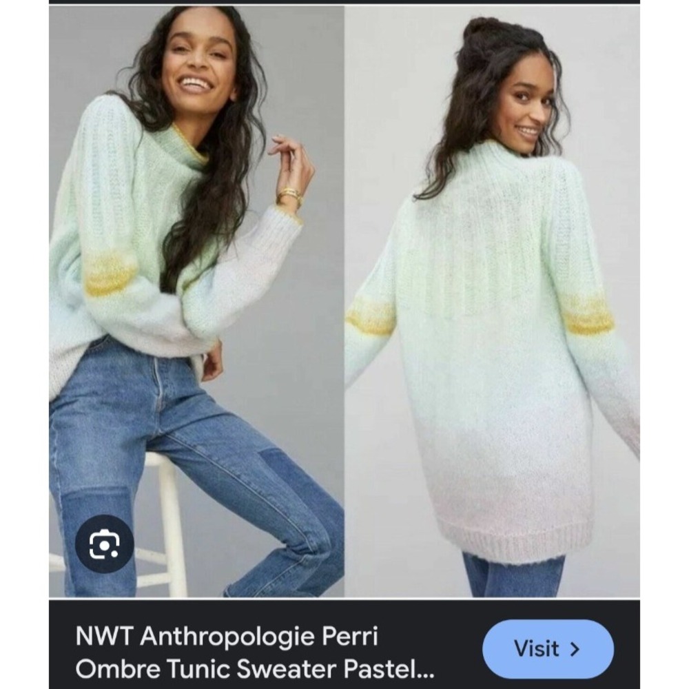 Anthropologie Perri Ombre Pastelcore Oversized Wool Alpaca Tunic Sweater Sz XS